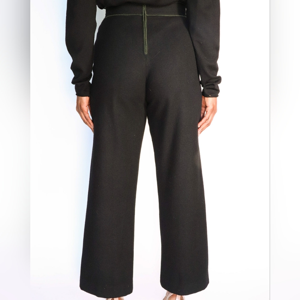 Marc Jacobs Runway $1900 Wide Leg High Waist Flare Dot Wool Pant XS 2 navy - Picture 5 of 12
